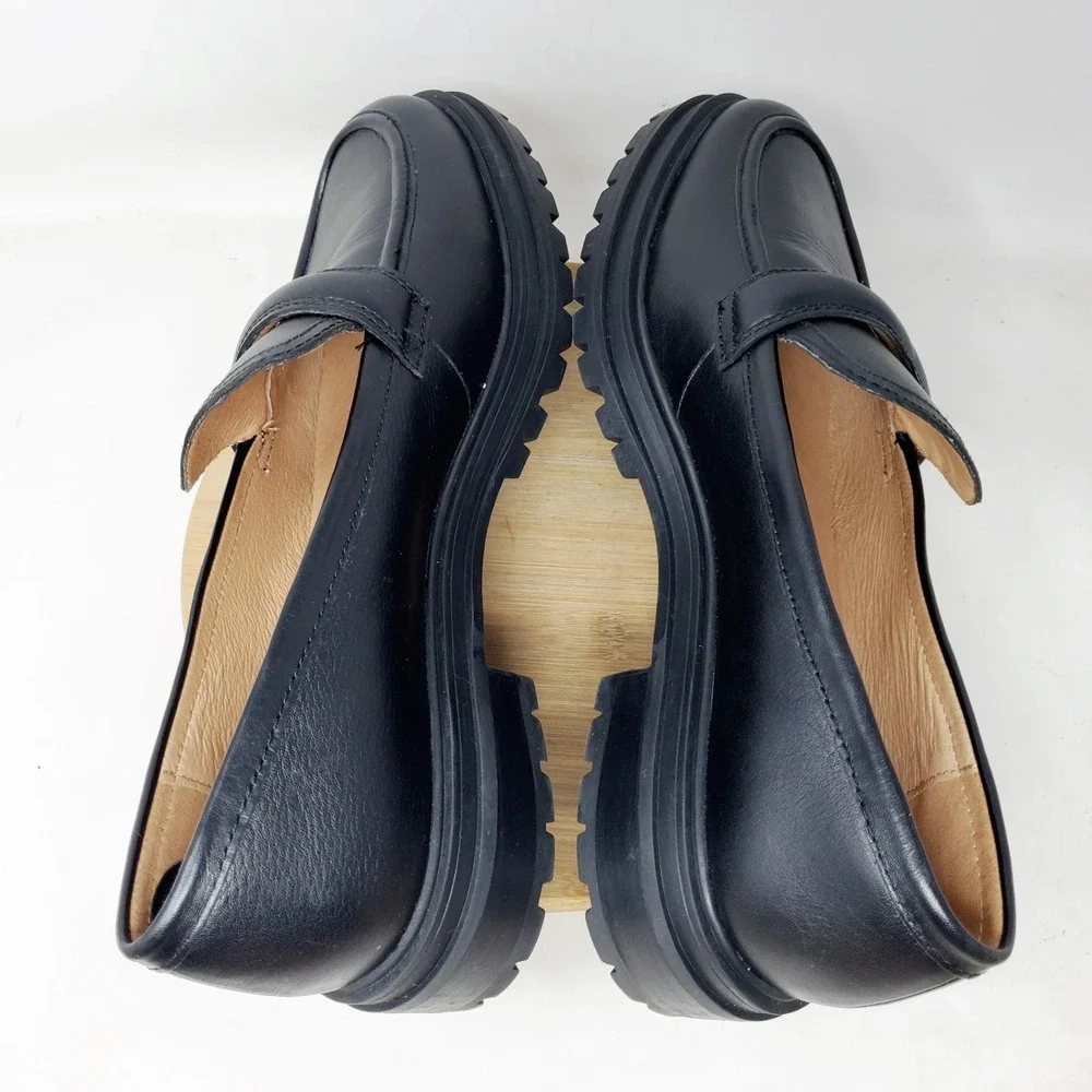 Madewell Chunky Loafer Womens 11 Bradley Black‎ Leather Platform Lug Sole Shoes